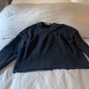 Everlane navy cotton crew neck sweater